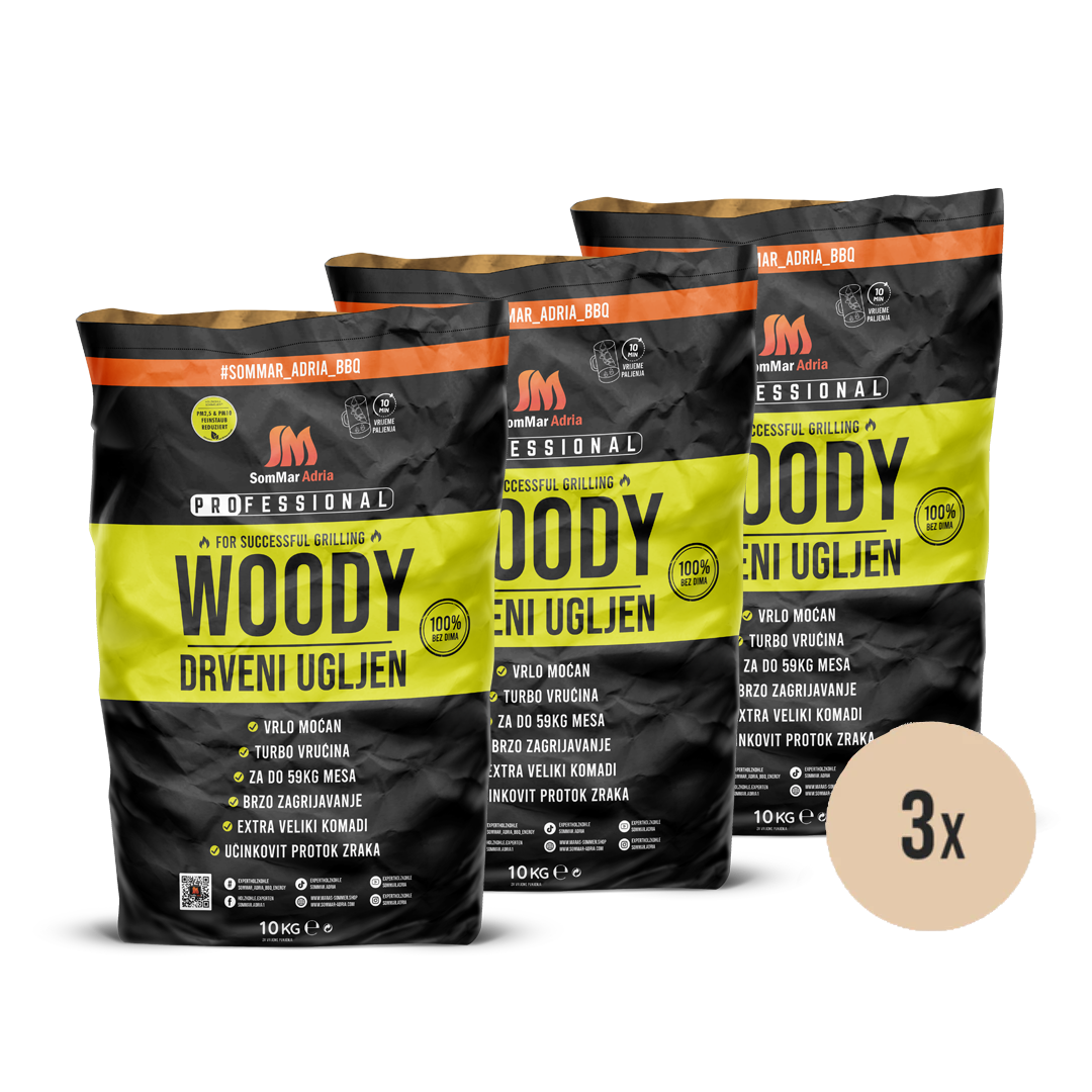 SomMar Adria Woody drveni ugljen (3 vrećice x 10 kg)